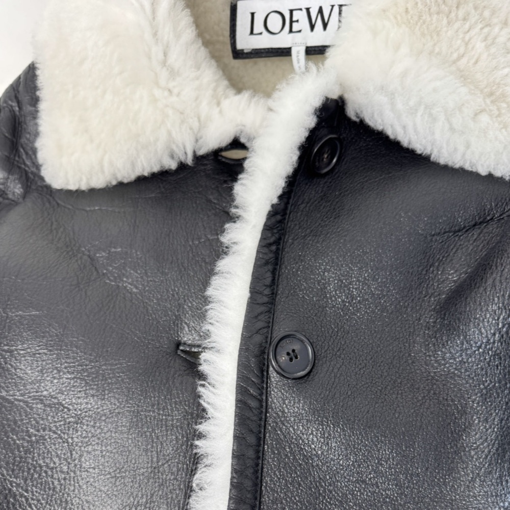 Loewe Black and White Shearling Leather Jacket - Picture 9 of 12